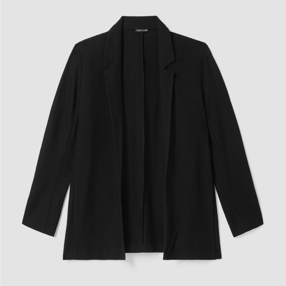 Eileen Fisher Boiled Wool Jersey Long Blazer women’s size xs black - Picture 2 of 13